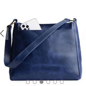 Portland Leather Goods Cowboy Blue Triangle Shoulder Bag PLG 'AP' BNNU